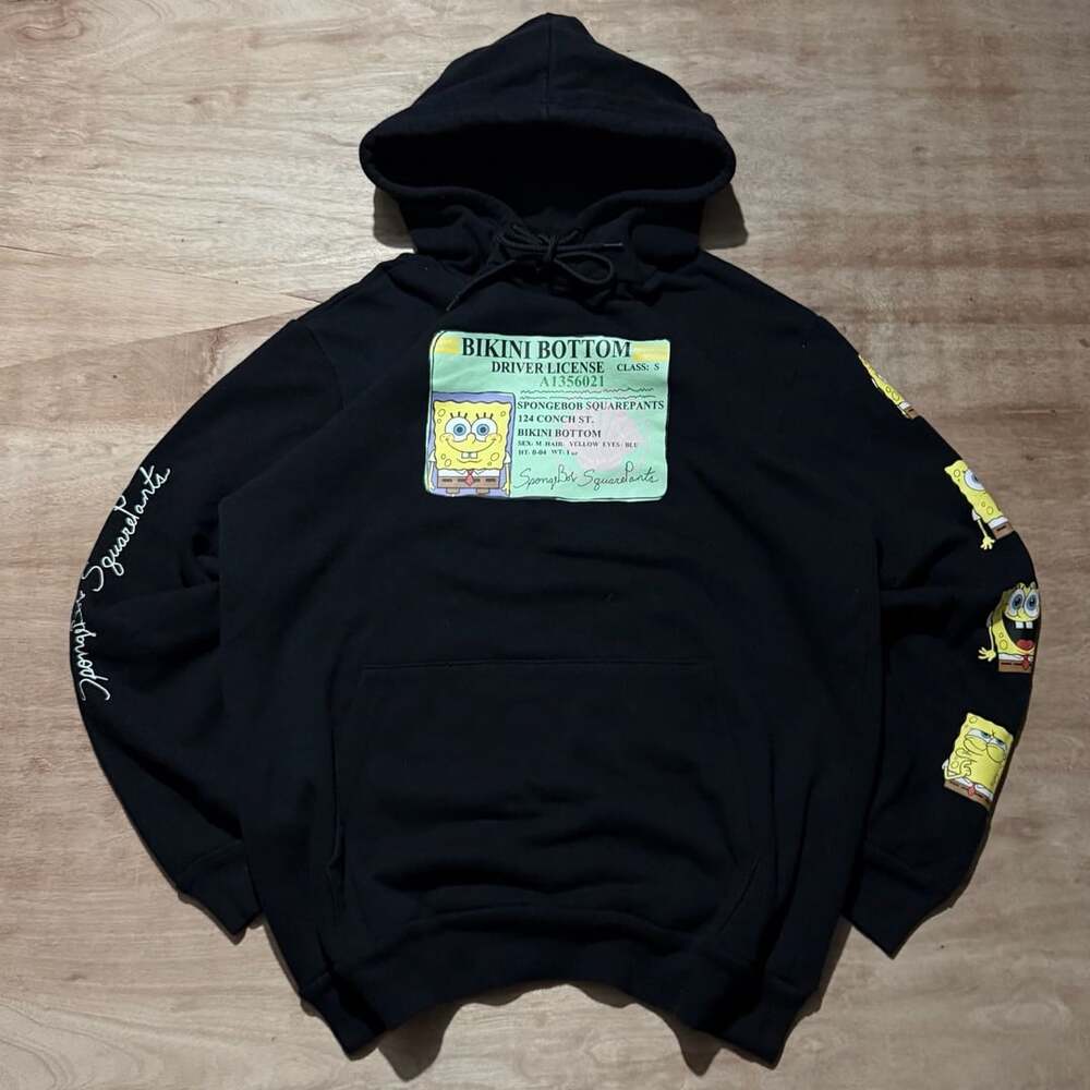 SpongeBob SquarePants Bikini Bottom Driver License Graphic Hoodie Black L